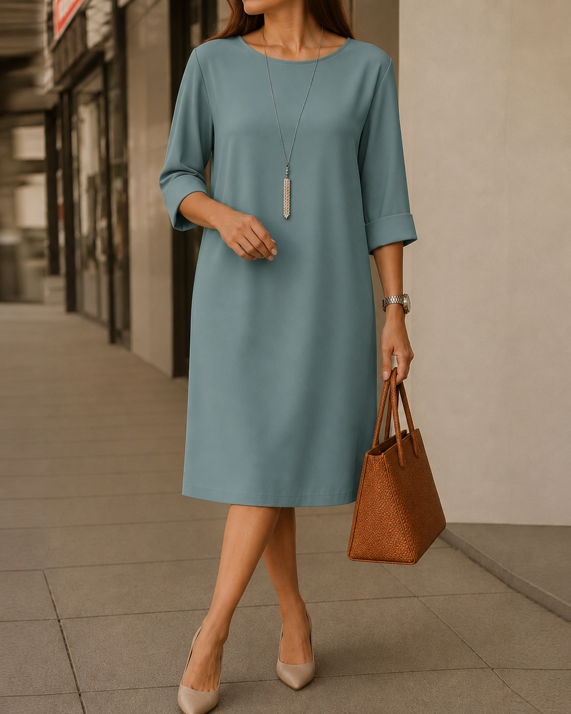 Adriana | Vestido midi efecto vientre plano