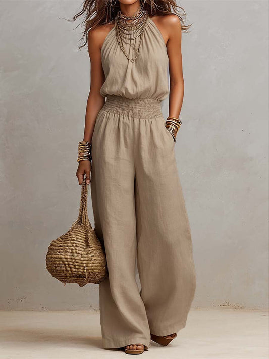 Federica | Mono con cuello halter y pantalón ancho