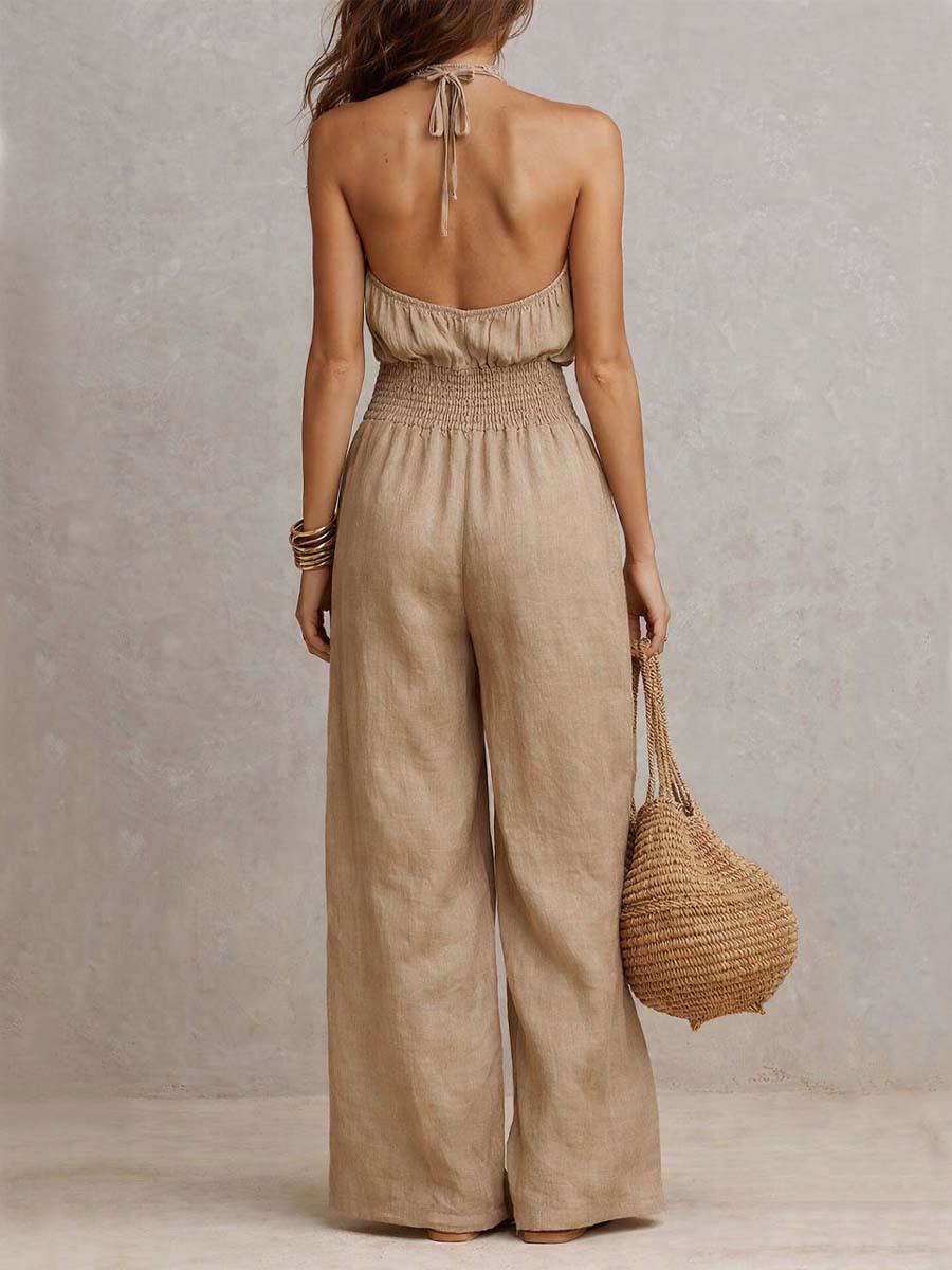 Federica | Mono con cuello halter y pantalón ancho