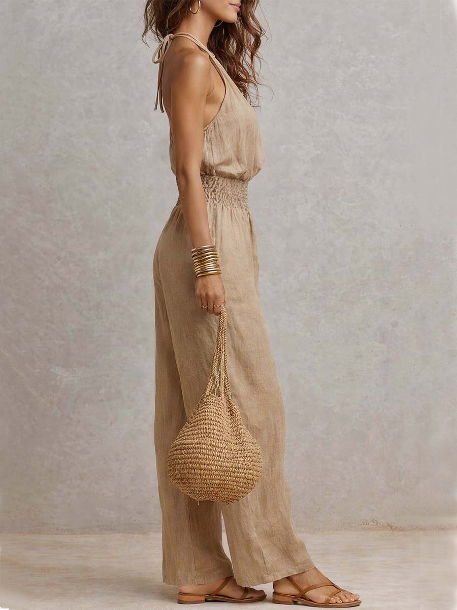 Federica | Mono con cuello halter y pantalón ancho