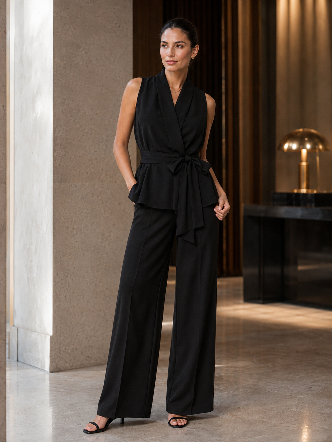 Graziella | Conjunto de top y pantalones palazzo
