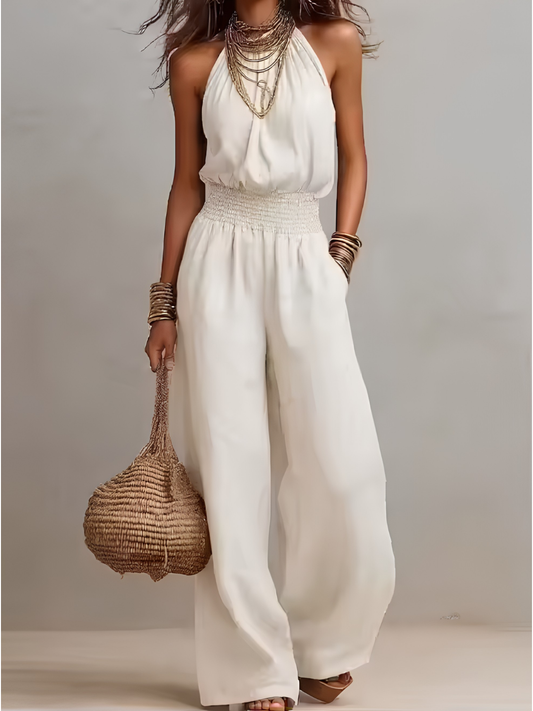 Federica | Mono con cuello halter y pantalón ancho