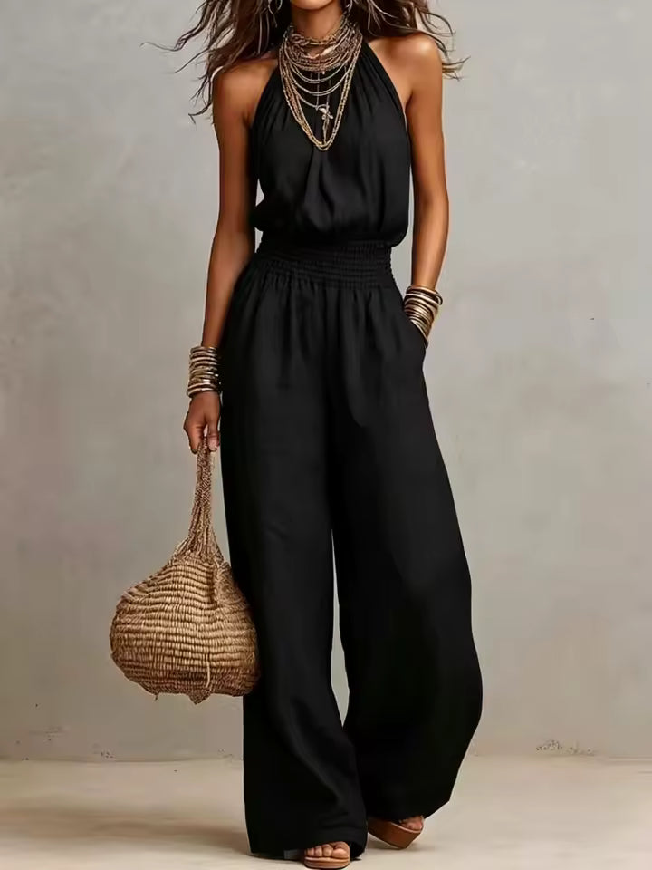 Federica | Mono con cuello halter y pantalón ancho