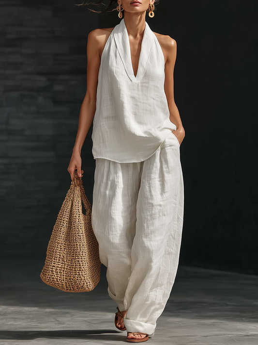 Carlotta | Conjunto elegante sin mangas con pantalones de pierna ancha