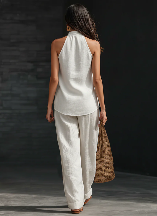Carlotta | Conjunto elegante sin mangas con pantalones de pierna ancha
