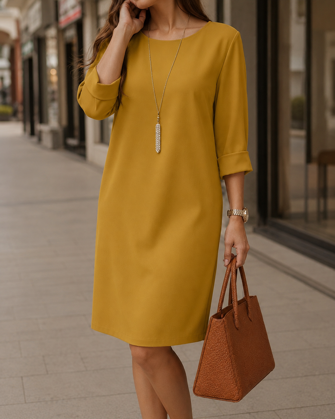 Adriana | Vestido midi efecto vientre plano
